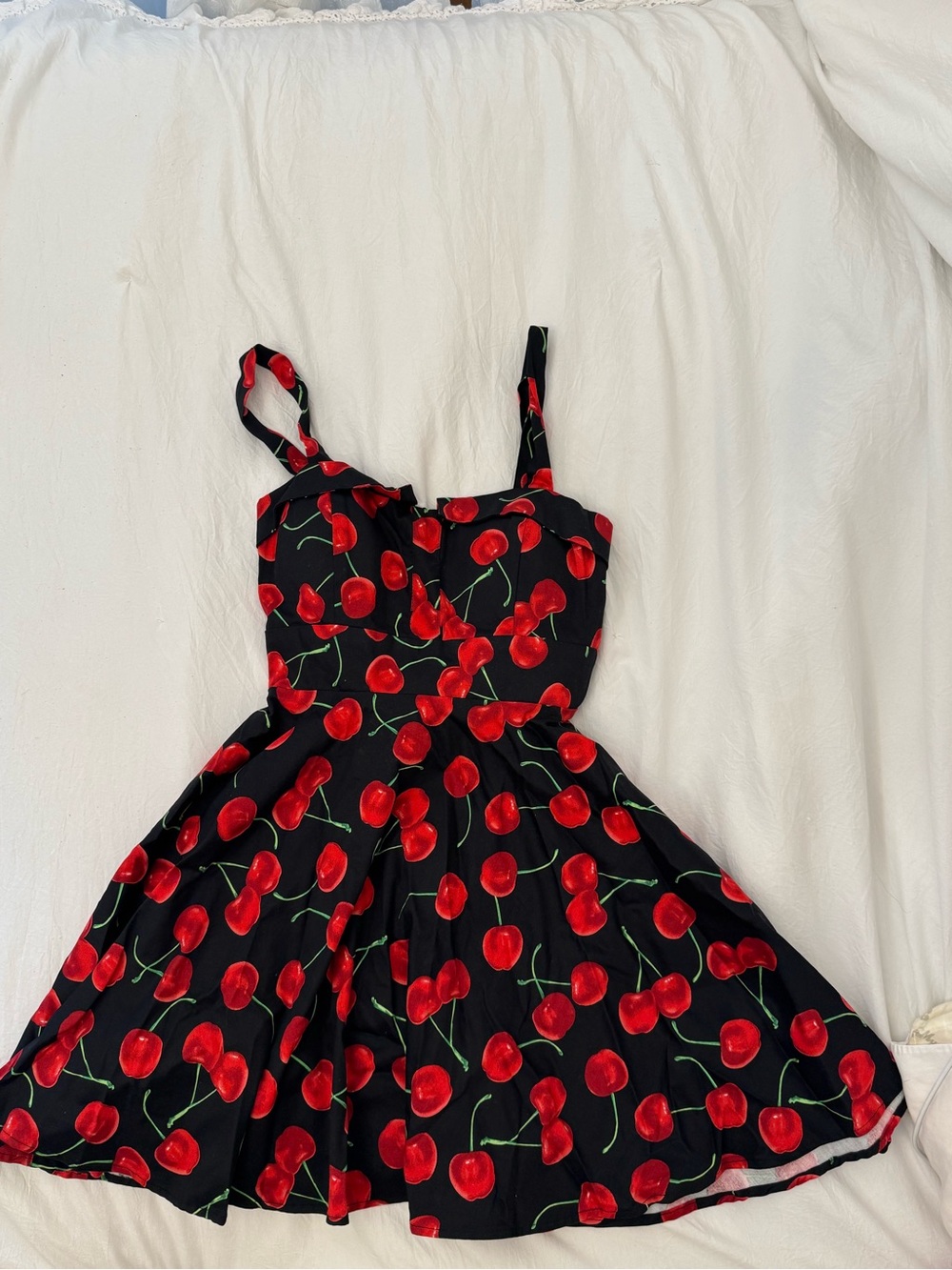 Varga Black Dress with Red Cherry Print